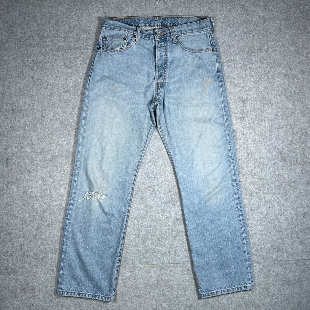 vintage Levi's 501 Denim Jeans Mens 33x30(31x29) Light Blue Straight Leg‎ 2000s